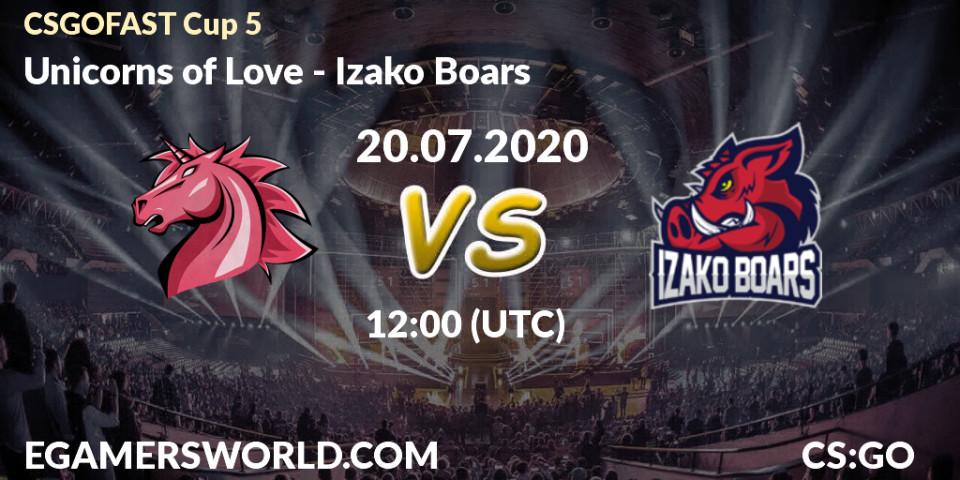 Unicorns of Love vs Izako Boars: Betting TIp, Match Prediction. 20.07.2020 at 12:00. Counter-Strike (CS2), CSGOFAST Cup 5