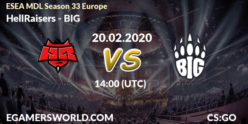 HellRaisers vs BIG: Betting TIp, Match Prediction. 20.02.20. CS2 (CS:GO), ESEA MDL Season 33 Europe