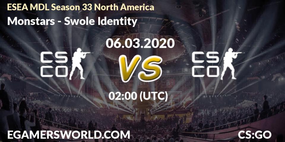 Monstars vs Swole Identity: Betting TIp, Match Prediction. 06.03.20. CS2 (CS:GO), ESEA MDL Season 33 North America