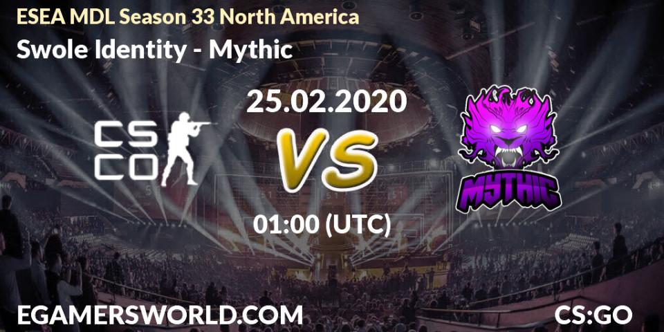 Swole Identity vs Mythic: Betting TIp, Match Prediction. 14.03.20. CS2 (CS:GO), ESEA MDL Season 33 North America
