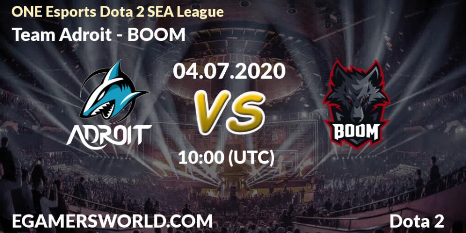 Team Adroit vs BOOM: Betting TIp, Match Prediction. 04.07.20. Dota 2, ONE Esports Dota 2 SEA League