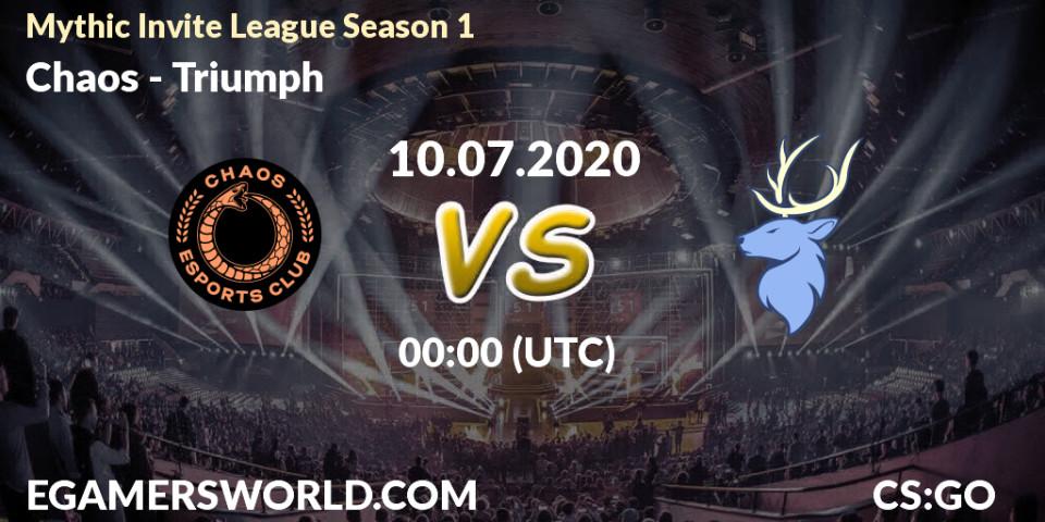 Chaos vs Triumph: Betting TIp, Match Prediction. 10.07.2020 at 00:05. Counter-Strike (CS2), Mythic Invite League Season 1