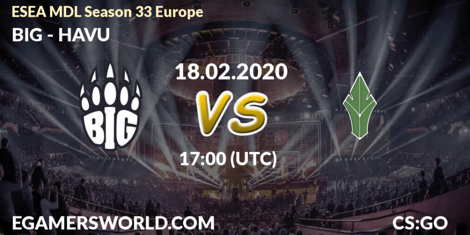 BIG vs HAVU: Betting TIp, Match Prediction. 18.02.20. CS2 (CS:GO), ESEA MDL Season 33 Europe