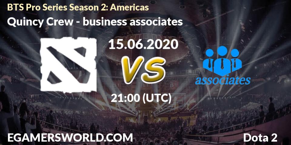 Quincy Crew vs business associates: Betting TIp, Match Prediction. 15.06.2020 at 20:56. Dota 2, BTS Pro Series Season 2: Americas