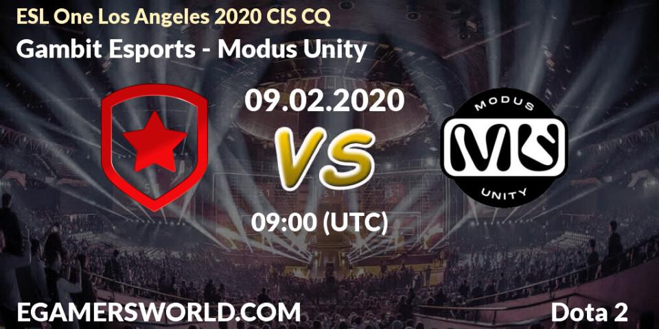 Gambit Esports vs Modus Unity: Betting TIp, Match Prediction. 09.02.20. Dota 2, ESL One Los Angeles 2020 CIS CQ