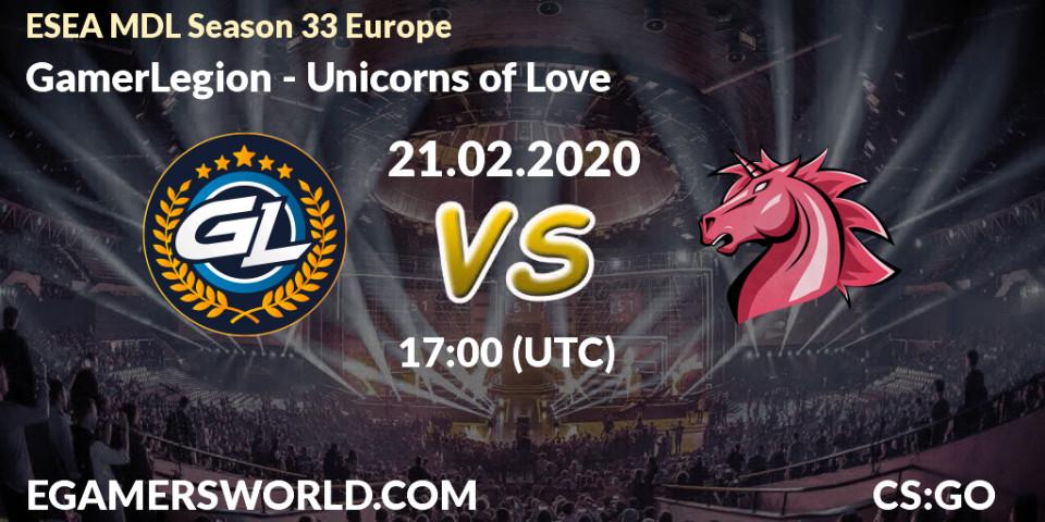 GamerLegion vs Unicorns of Love: Betting TIp, Match Prediction. 21.02.20. CS2 (CS:GO), ESEA MDL Season 33 Europe