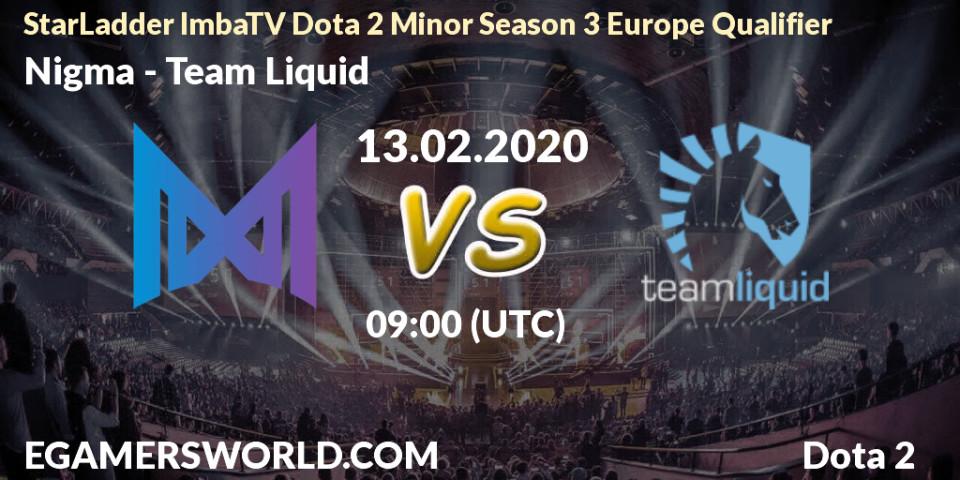 Nigma vs Team Liquid: Betting TIp, Match Prediction. 13.02.20. Dota 2, StarLadder ImbaTV Dota 2 Minor Season 3 Europe Qualifier