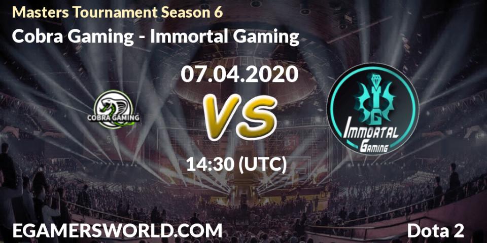 Cobra Gaming vs Immortal Gaming: Betting TIp, Match Prediction. 08.04.20. Dota 2, Masters Tournament Season 6