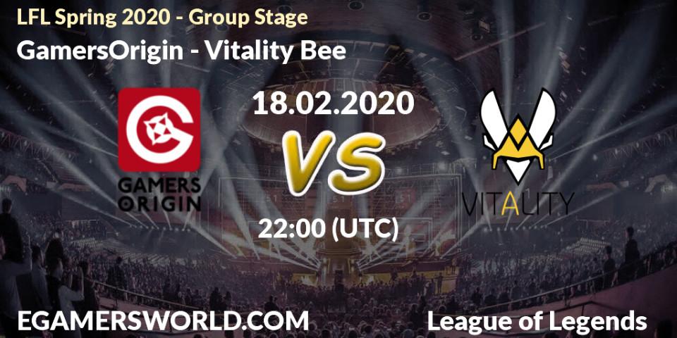 GamersOrigin vs Vitality Bee: Betting TIp, Match Prediction. 18.02.20. LoL, LFL Spring 2020 - Group Stage