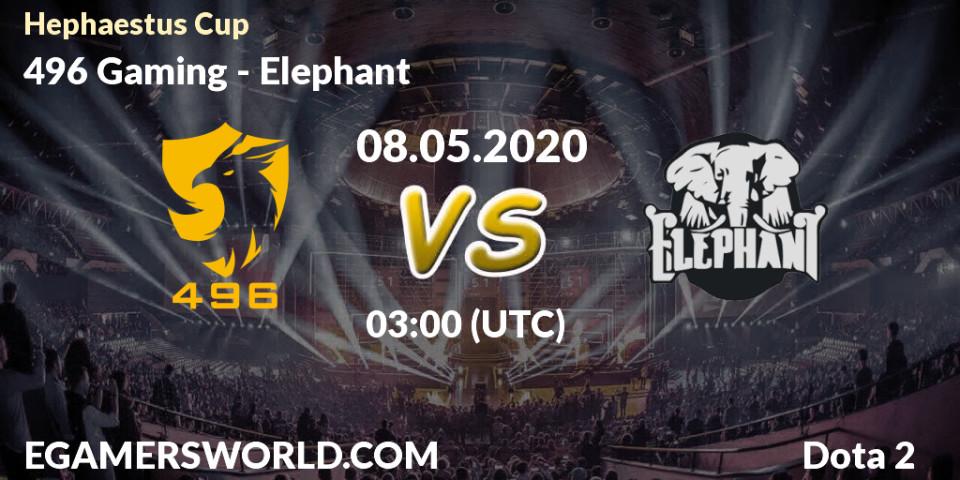 496 Gaming vs Elephant: Betting TIp, Match Prediction. 08.05.2020 at 03:17. Dota 2, Hephaestus Cup