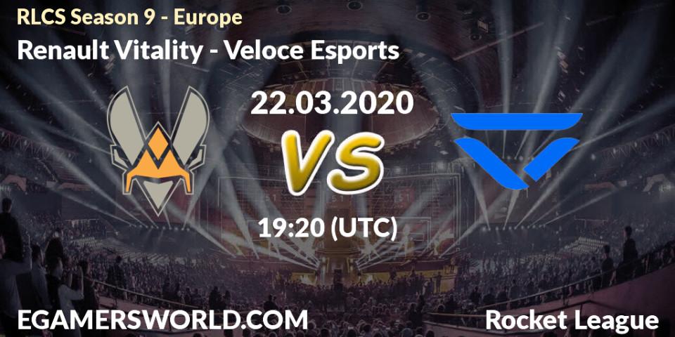 Renault Vitality vs Veloce Esports: Betting TIp, Match Prediction. 22.03.20. Rocket League, RLCS Season 9 - Europe