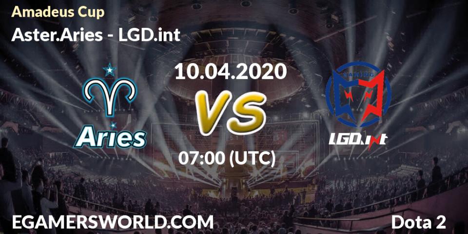 Aster.Aries vs LGD.int: Betting TIp, Match Prediction. 10.04.2020 at 07:36. Dota 2, Amadeus Cup