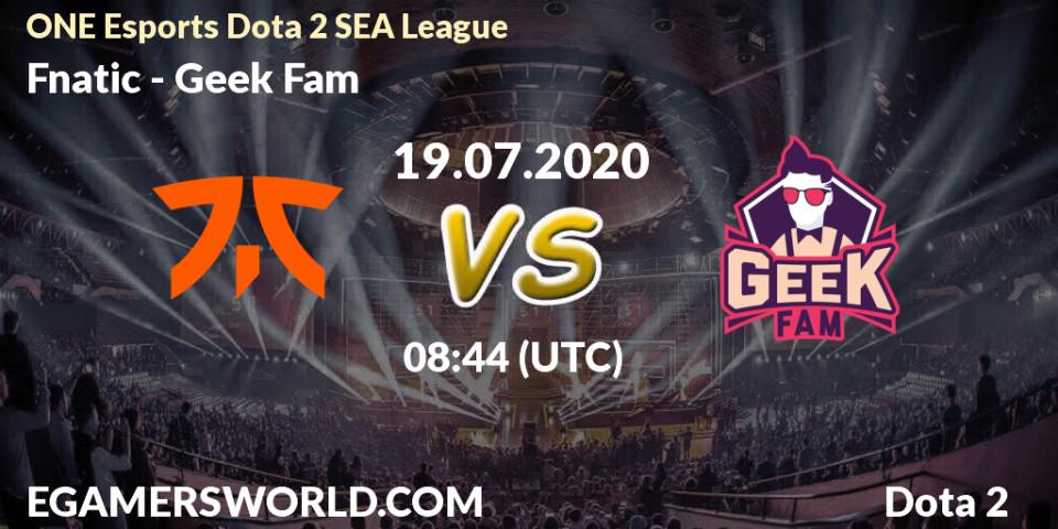 Fnatic vs Geek Fam: Betting TIp, Match Prediction. 19.07.20. Dota 2, ONE Esports Dota 2 SEA League