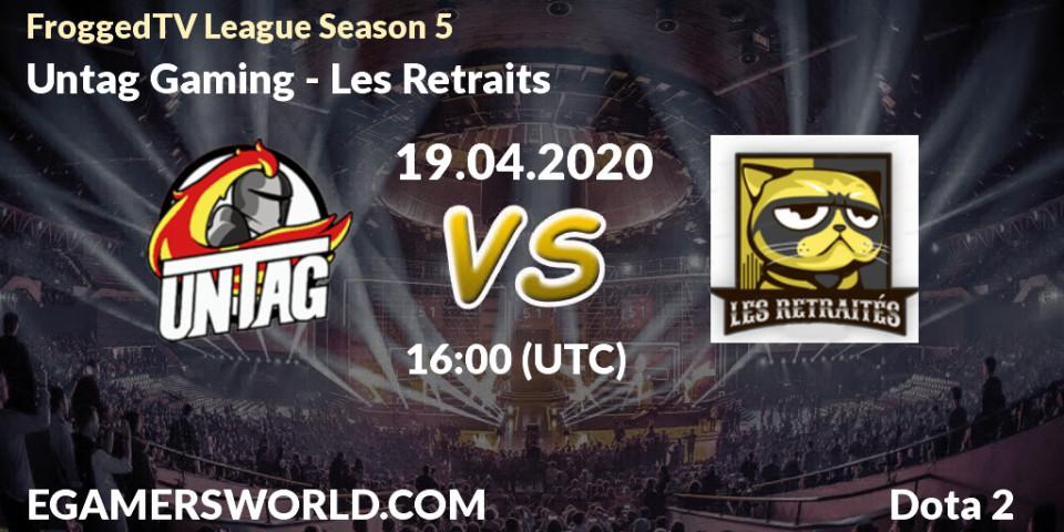 Untag Gaming vs Les Retraités: Betting TIp, Match Prediction. 26.04.2020 at 16:06. Dota 2, FroggedTV League Season 5