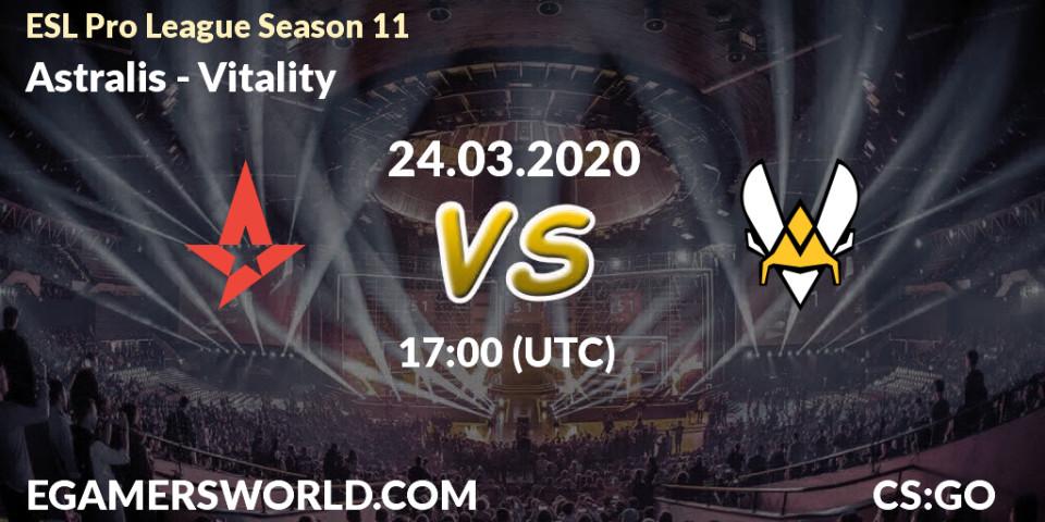 Astralis vs Vitality: Betting TIp, Match Prediction. 24.03.2020 at 21:35. Counter-Strike (CS2), ESL Pro League Season 11: Europe