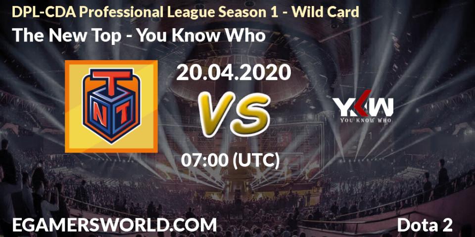 The New Top vs You Know Who: Betting TIp, Match Prediction. 20.04.20. Dota 2, DPL-CDA Professional League Season 1 - Wild Card