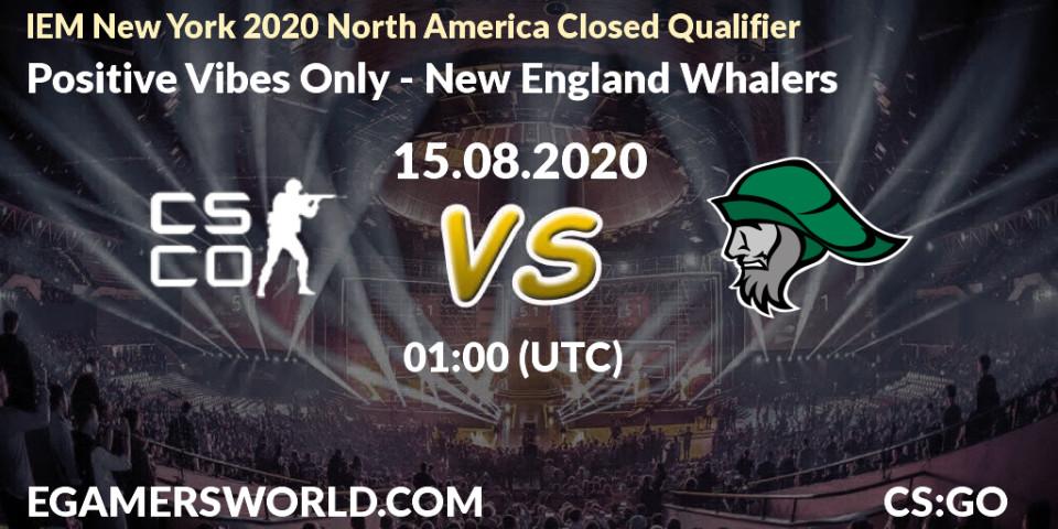 Positive Vibes Only vs New England Whalers: Betting TIp, Match Prediction. 15.08.2020 at 01:15. Counter-Strike (CS2), IEM New York 2020 North America Closed Qualifier