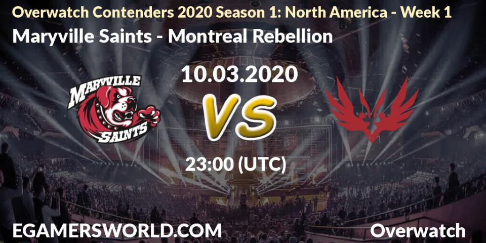 Maryville Saints vs Montreal Rebellion: Betting TIp, Match Prediction. 10.03.20. Overwatch, Overwatch Contenders 2020 Season 1: North America - Week 1