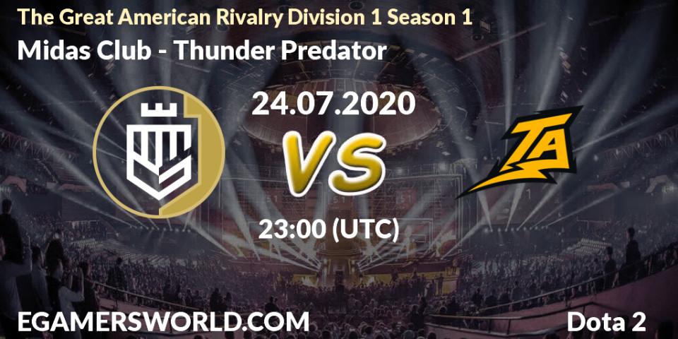 Midas Club vs Thunder Predator: Betting TIp, Match Prediction. 24.07.20. Dota 2, The Great American Rivalry Division 1 Season 1