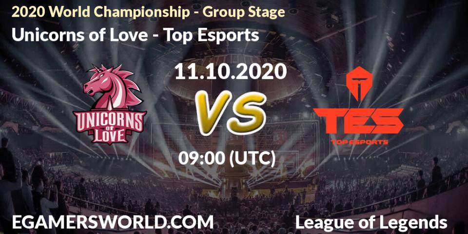 Unicorns of Love vs Top Esports: Betting TIp, Match Prediction. 11.10.2020 at 09:00. LoL, 2020 World Championship - Group Stage