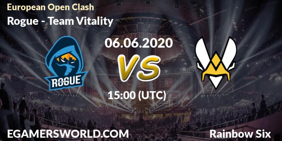 Rogue vs Team Vitality: Betting TIp, Match Prediction. 06.06.2020 at 18:00. Rainbow Six, European Open Clash