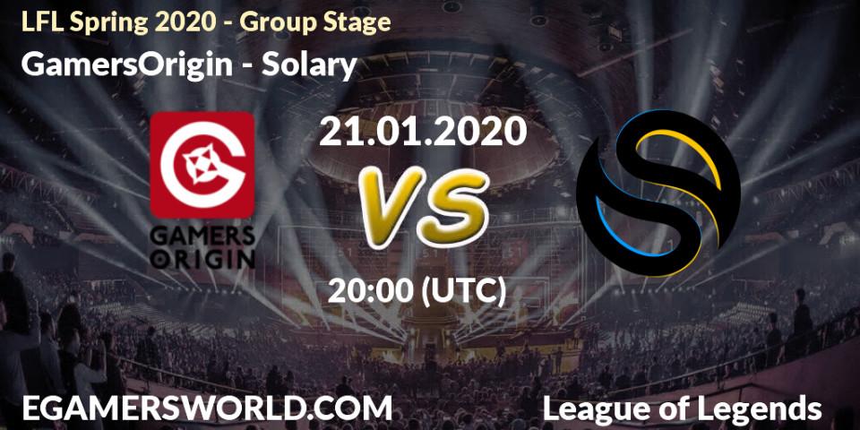 GamersOrigin vs Solary: Betting TIp, Match Prediction. 21.01.20. LoL, LFL Spring 2020 - Group Stage