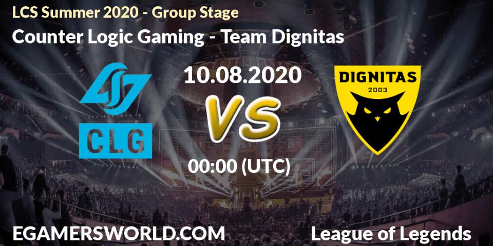 Counter Logic Gaming vs Team Dignitas: Betting TIp, Match Prediction. 10.08.20. LoL, LCS Summer 2020 - Group Stage