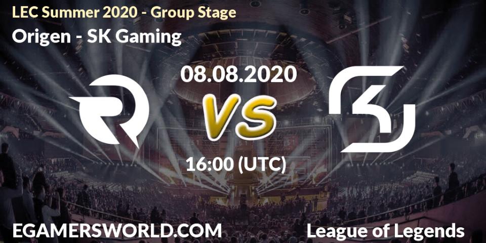 Origen vs SK Gaming: Betting TIp, Match Prediction. 08.08.20. LoL, LEC Summer 2020 - Group Stage