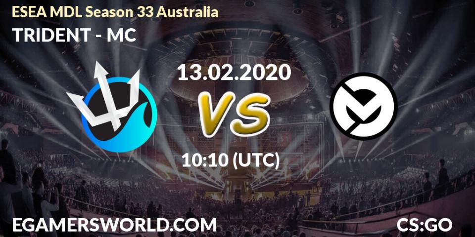 TRIDENT vs MC: Betting TIp, Match Prediction. 13.02.20. CS2 (CS:GO), ESEA MDL Season 33 Australia