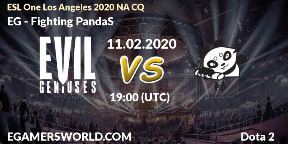 EG vs Fighting PandaS: Betting TIp, Match Prediction. 11.02.20. Dota 2, ESL One Los Angeles 2020 NA CQ