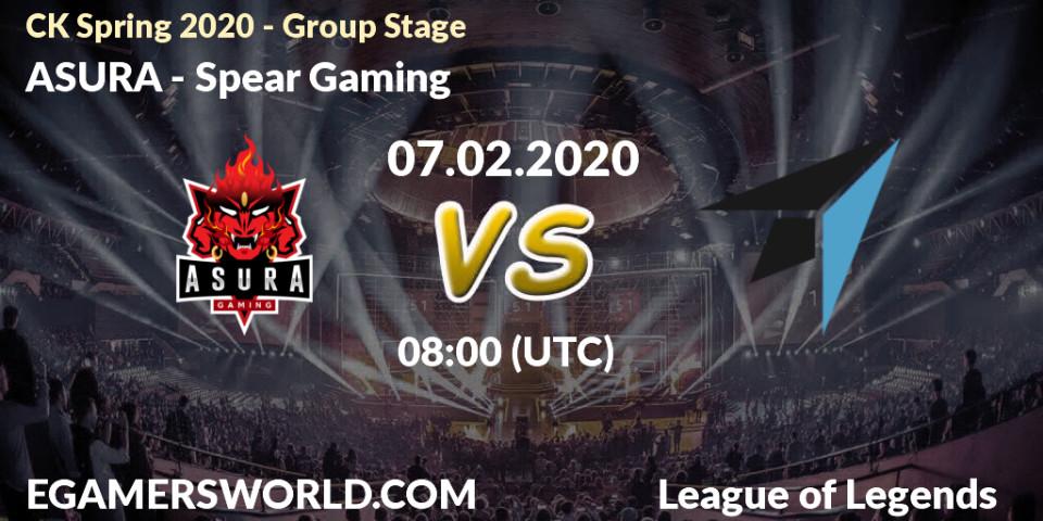 ASURA vs Spear Gaming: Betting TIp, Match Prediction. 07.02.2020 at 06:45. LoL, CK Spring 2020 - Group Stage