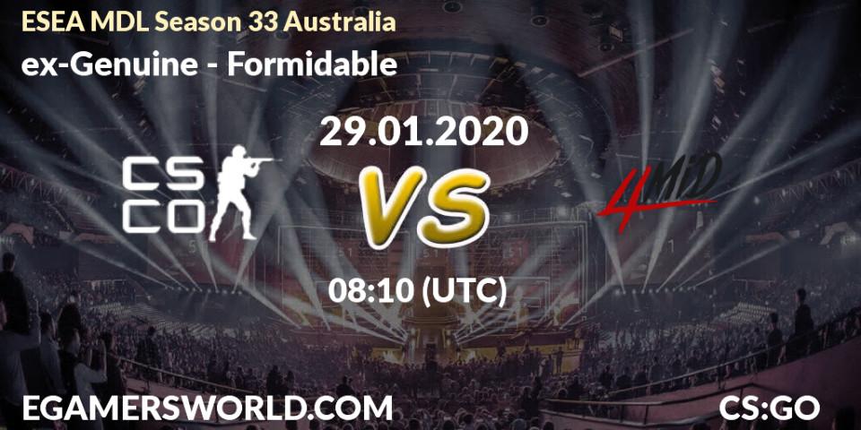 ex-Genuine vs Formidable: Betting TIp, Match Prediction. 29.01.20. CS2 (CS:GO), ESEA MDL Season 33 Australia