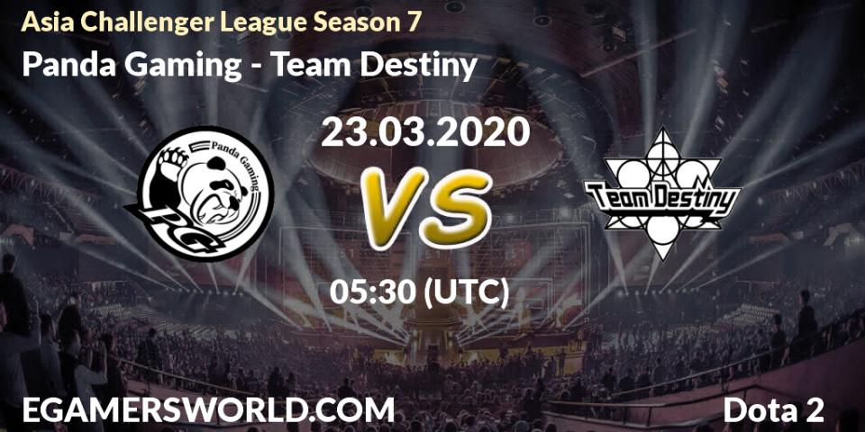 Panda Gaming vs Team Destiny: Betting TIp, Match Prediction. 23.03.2020 at 06:25. Dota 2, Asia Challenger League Season 7