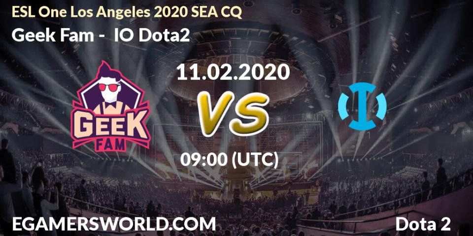 Geek Fam vs IO Dota2: Betting TIp, Match Prediction. 11.02.20. Dota 2, ESL One Los Angeles 2020 SEA CQ