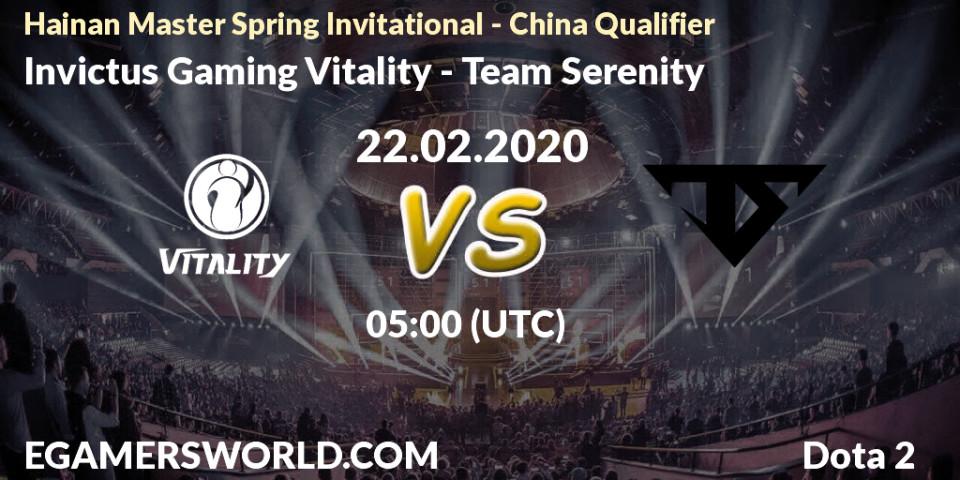 Invictus Gaming Vitality vs Team Serenity: Betting TIp, Match Prediction. 22.02.20. Dota 2, Hainan Master Spring Invitational - China Qualifier
