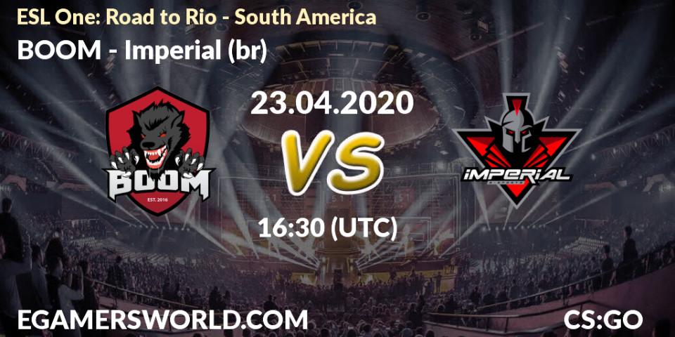 BOOM vs Imperial (br): Betting TIp, Match Prediction. 23.04.2020 at 16:30. Counter-Strike (CS2), ESL One: Road to Rio - South America