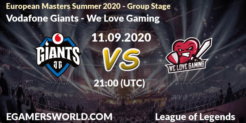 Vodafone Giants vs We Love Gaming: Betting TIp, Match Prediction. 11.09.20. LoL, European Masters Summer 2020 - Group Stage