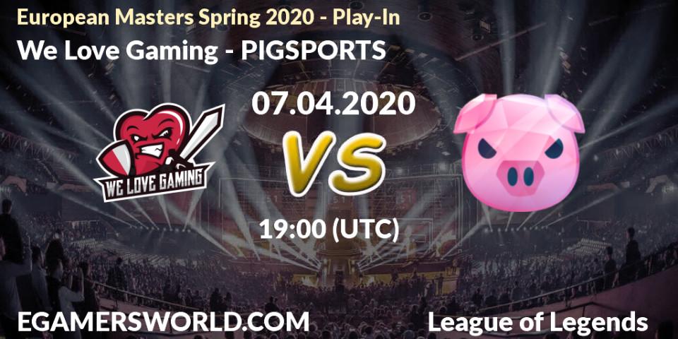 We Love Gaming vs PIGSPORTS: Betting TIp, Match Prediction. 08.04.20. LoL, European Masters Spring 2020 - Play-In