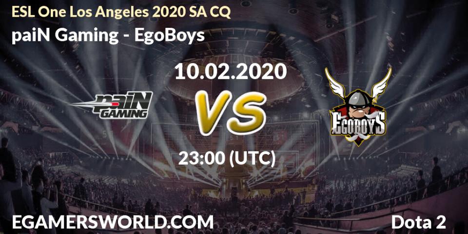 paiN Gaming vs EgoBoys: Betting TIp, Match Prediction. 11.02.20. Dota 2, ESL One Los Angeles 2020 SA CQ