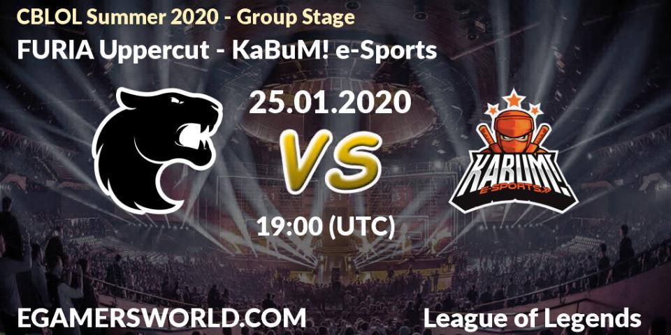 FURIA Uppercut vs KaBuM! e-Sports: Betting TIp, Match Prediction. 25.01.20. LoL, CBLOL Summer 2020 - Group Stage