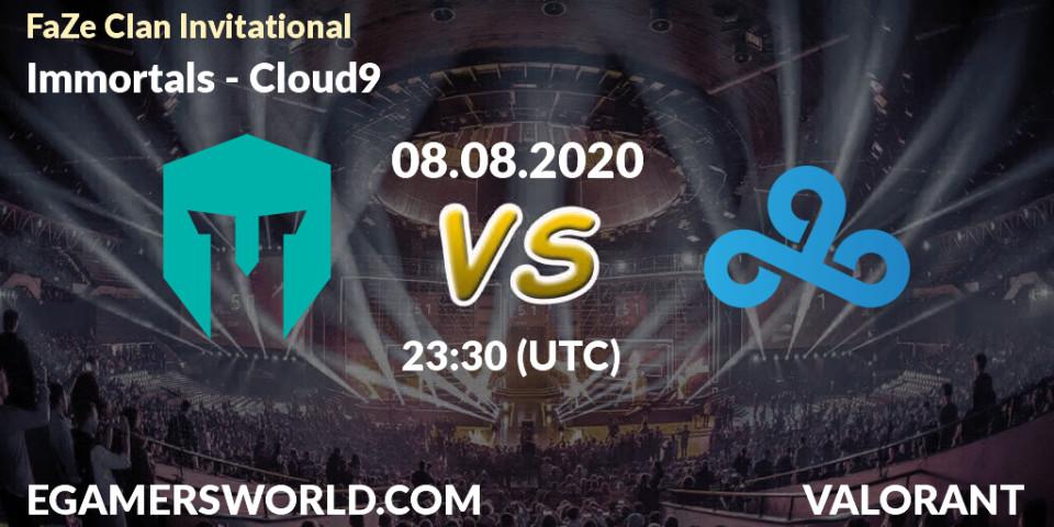 Immortals vs Cloud9: Betting TIp, Match Prediction. 08.08.2020 at 23:30. VALORANT, FaZe Clan Invitational