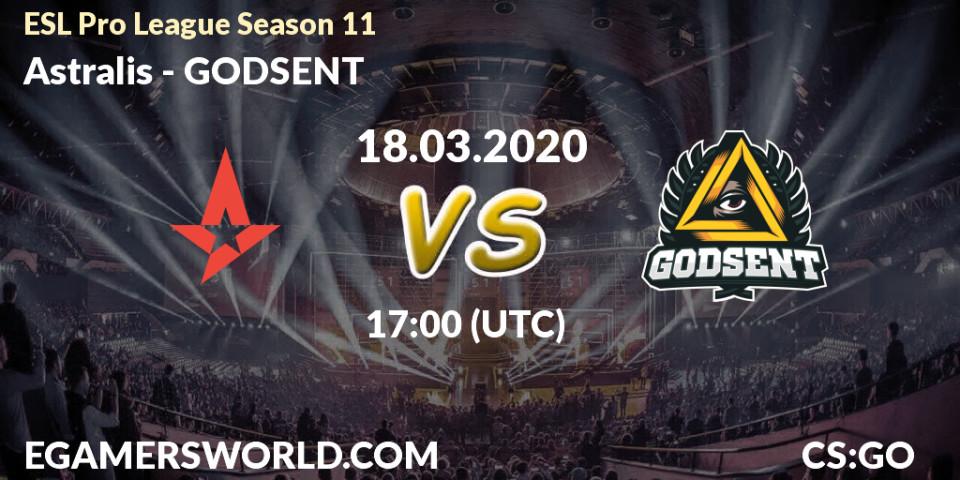 Astralis vs GODSENT: Betting TIp, Match Prediction. 18.03.20. CS2 (CS:GO), ESL Pro League Season 11: Europe