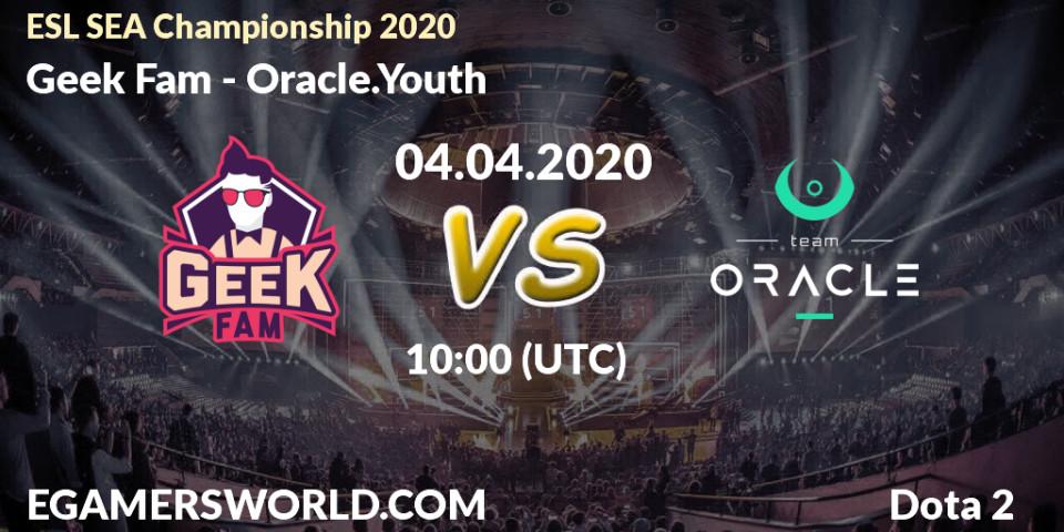 Geek Fam vs Oracle.Youth: Betting TIp, Match Prediction. 04.04.20. Dota 2, ESL SEA Championship 2020