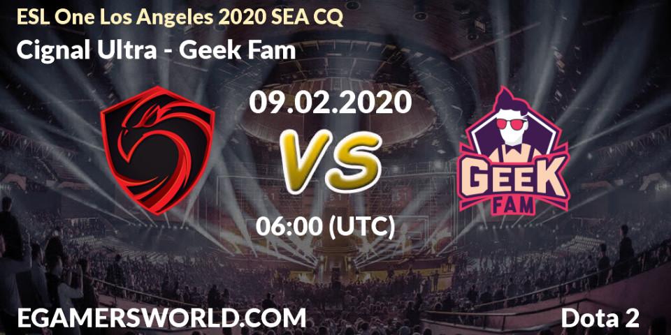 Cignal Ultra vs Geek Fam: Betting TIp, Match Prediction. 09.02.20. Dota 2, ESL One Los Angeles 2020 SEA CQ