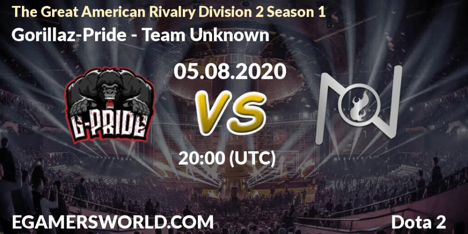 Gorillaz-Pride vs Team Unknown: Betting TIp, Match Prediction. 05.08.20. Dota 2, The Great American Rivalry Division 2 Season 1