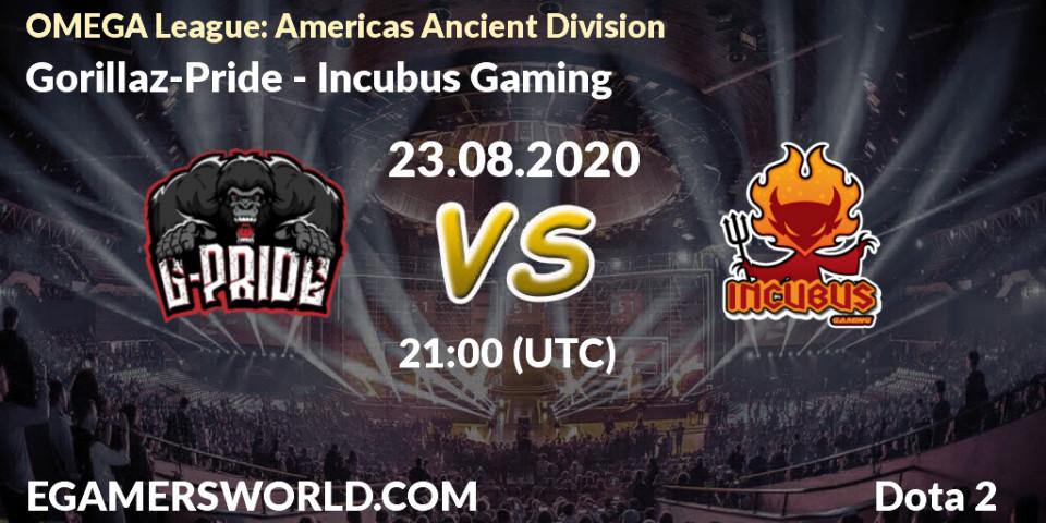 Gorillaz-Pride vs Incubus Gaming: Betting TIp, Match Prediction. 23.08.2020 at 20:54. Dota 2, OMEGA League: Americas Ancient Division