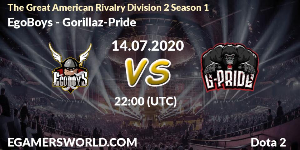 EgoBoys vs Gorillaz-Pride: Betting TIp, Match Prediction. 14.07.20. Dota 2, The Great American Rivalry Division 2 Season 1