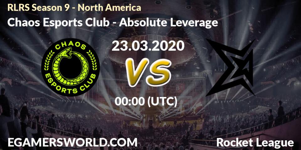 Chaos Esports Club vs Absolute Leverage: Betting TIp, Match Prediction. 23.03.20. Rocket League, RLRS Season 9 - North America