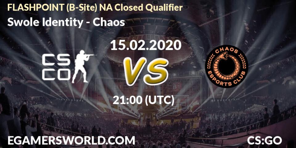 Swole Identity vs Chaos: Betting TIp, Match Prediction. 15.02.2020 at 21:00. Counter-Strike (CS2), FLASHPOINT North America Closed Qualifier