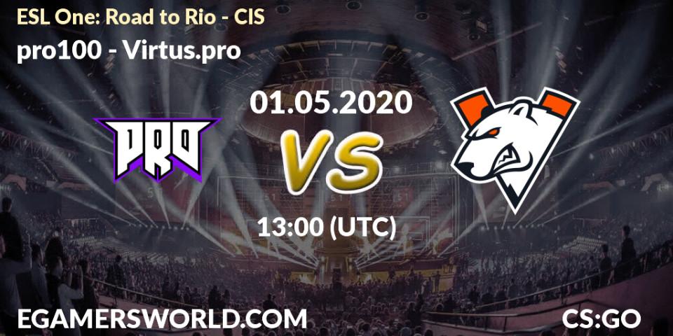 pro100 vs Virtus.pro: Betting TIp, Match Prediction. 01.05.20. CS2 (CS:GO), ESL One: Road to Rio - CIS